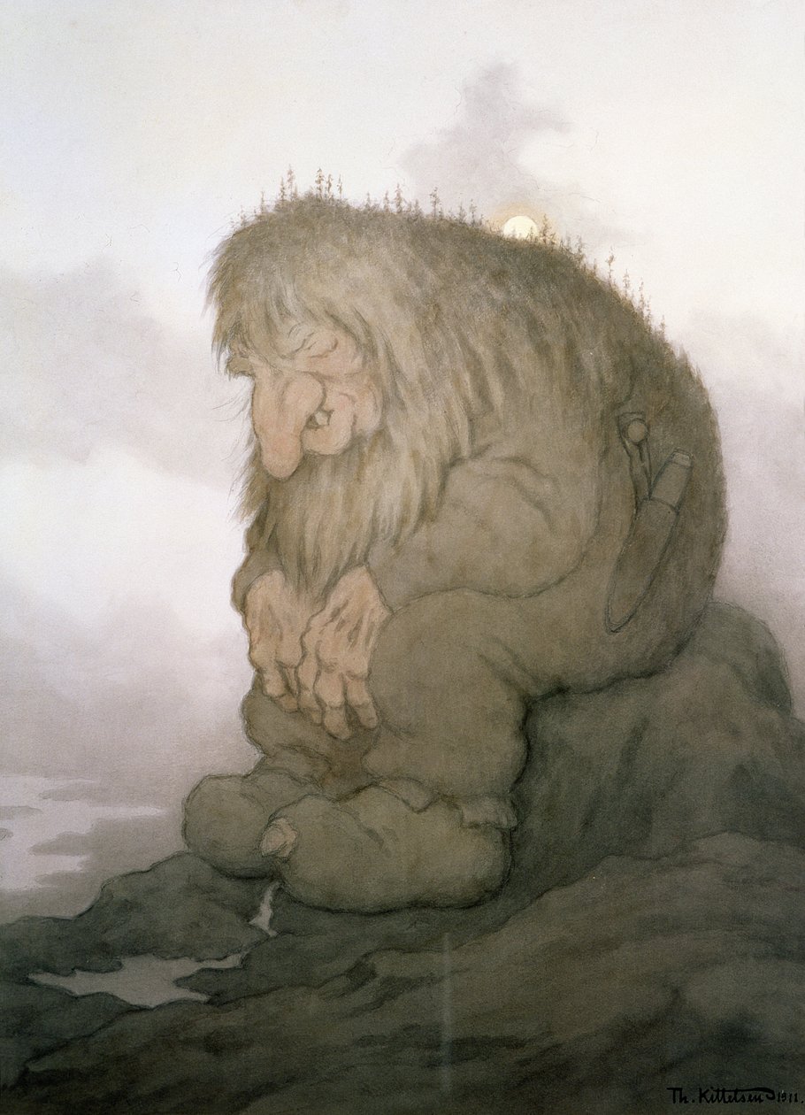 Kaç yaşında olduğunu merak eden trol by Theodor Kittelsen