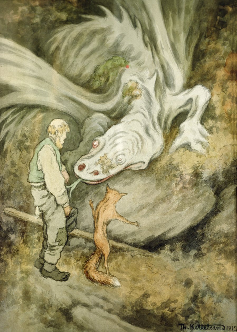 Dünya farklı ödemez sevgili ejderham by Theodor Kittelsen