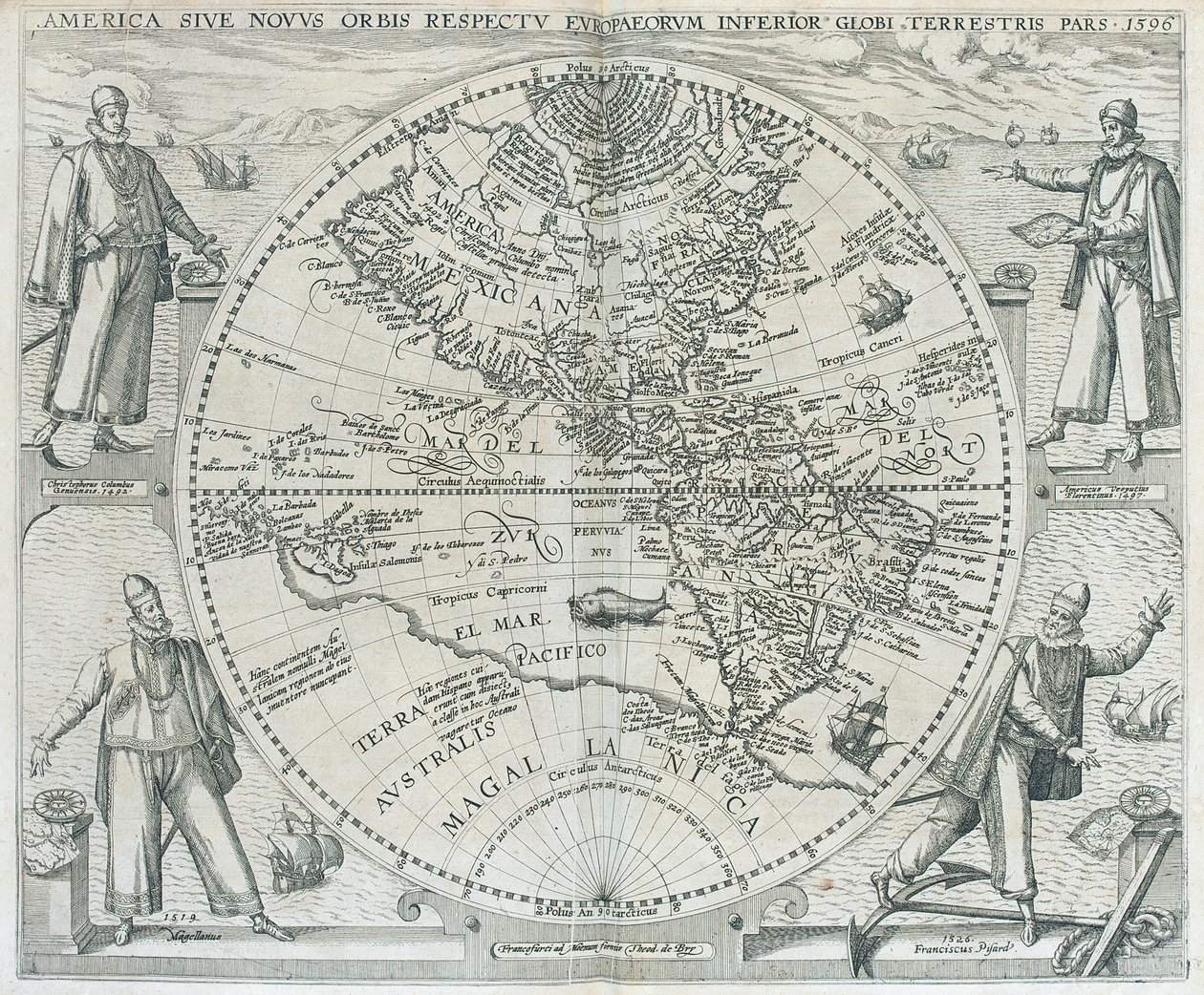 Amerika haritası, 1590-1601 by Theodor de Bry