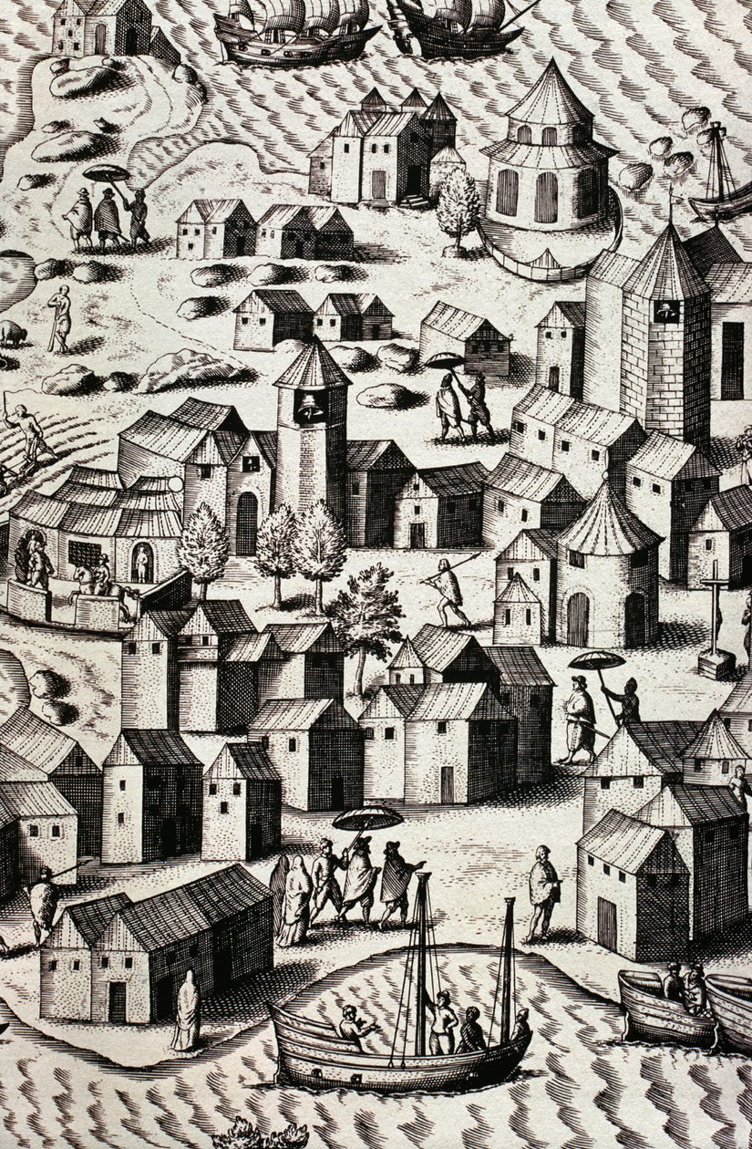 Çin'de Makao Limanı by Theodor de Bry