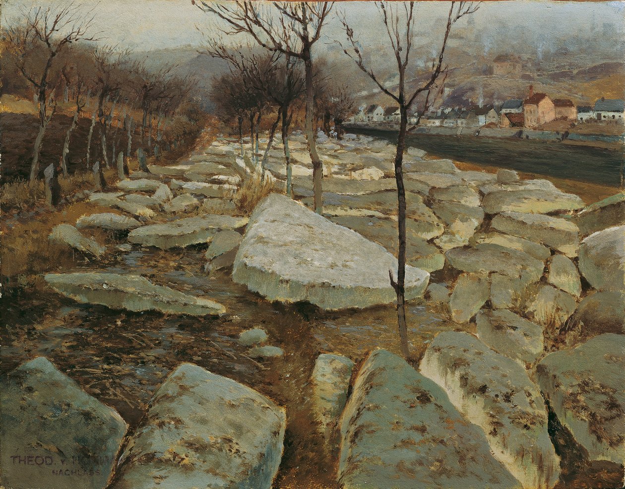 Thaya kıyılarında buz kütleleri by Theodor von Hormann