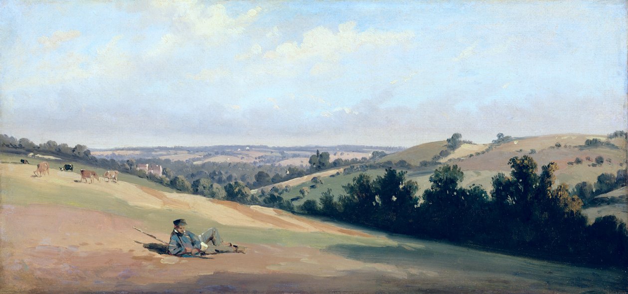 Yamaçlarda Yatan Genç Adam, 1833-35 dolayları (kağıt üzerinde yağlı boya) by Theodore Caruelle d Aligny