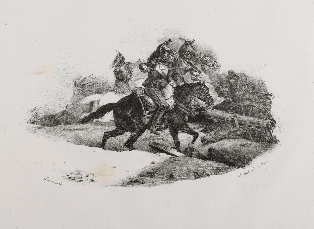 Bir topçu bataryasını şarj eden Cuirassiers, 1823 by Theodore Gericault