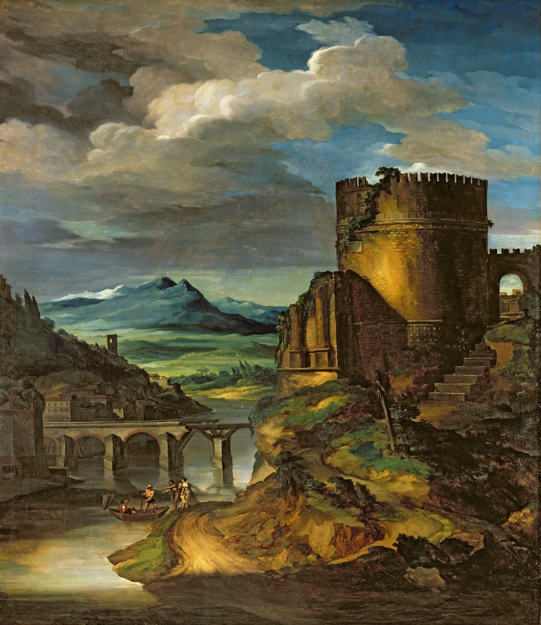 İtalyan Manzarası veya Mezarlı Manzara by Theodore Gericault