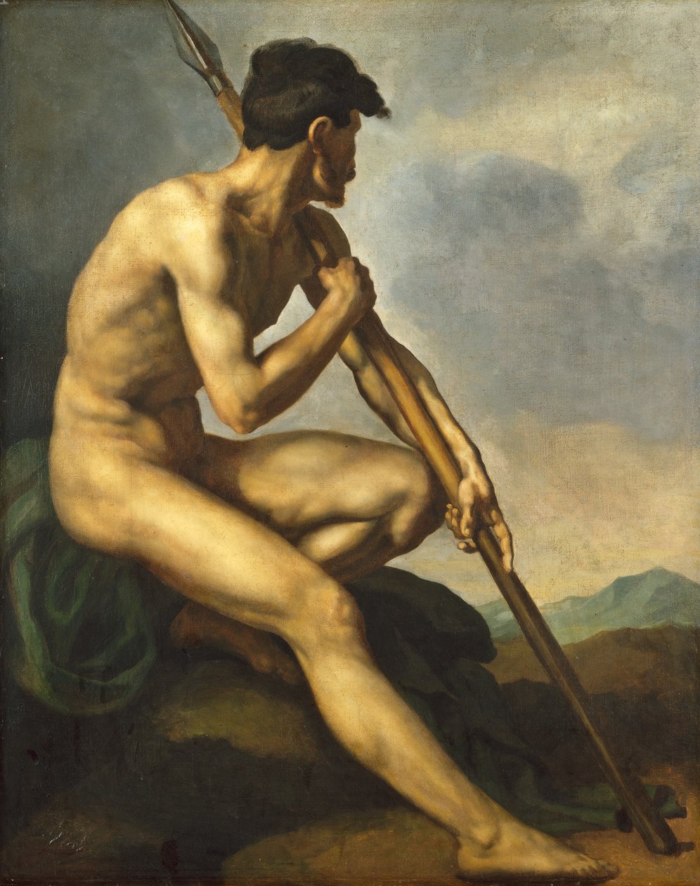 Mızraklı Çıplak Savaşçı, c.1816 by Theodore Gericault