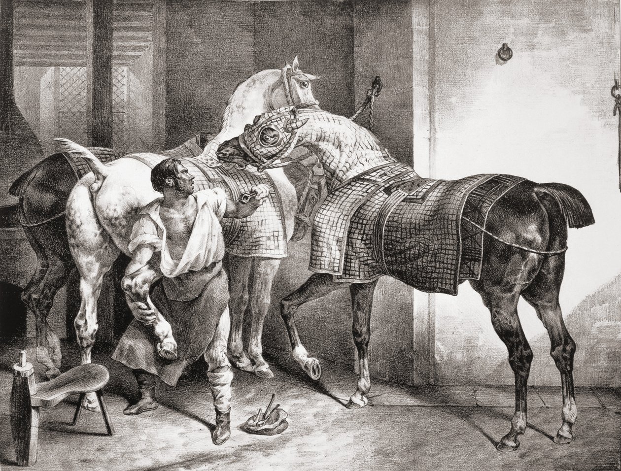 ದಿ ಫಾರಿಯರ್, 1822 ಟರ್ಕ್‌ನ ಎಟುಡೆಸ್ ಡಿ ಚೆವೆಕ್ಸ್‌ನಿಂದ by Theodore Gericault