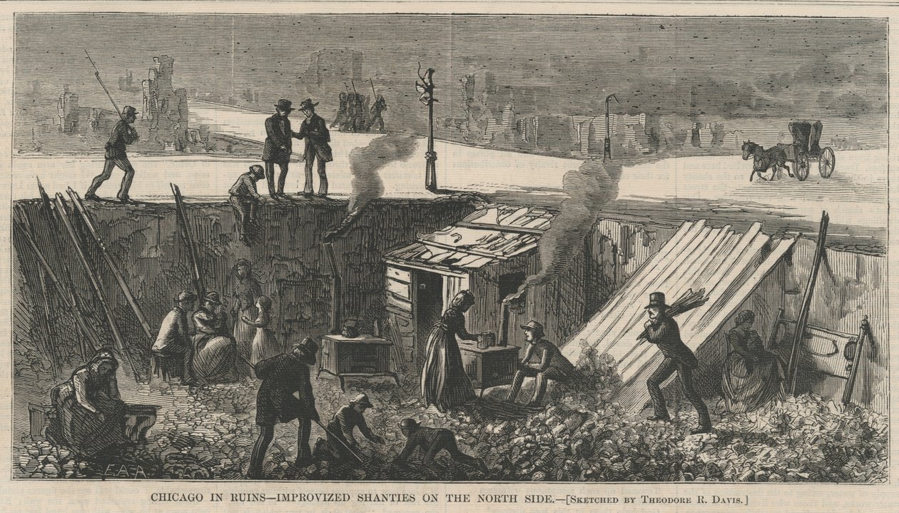 Chicago in Ruins - Kuzey tarafında doğaçlama gecekondular, Harpers Weekly