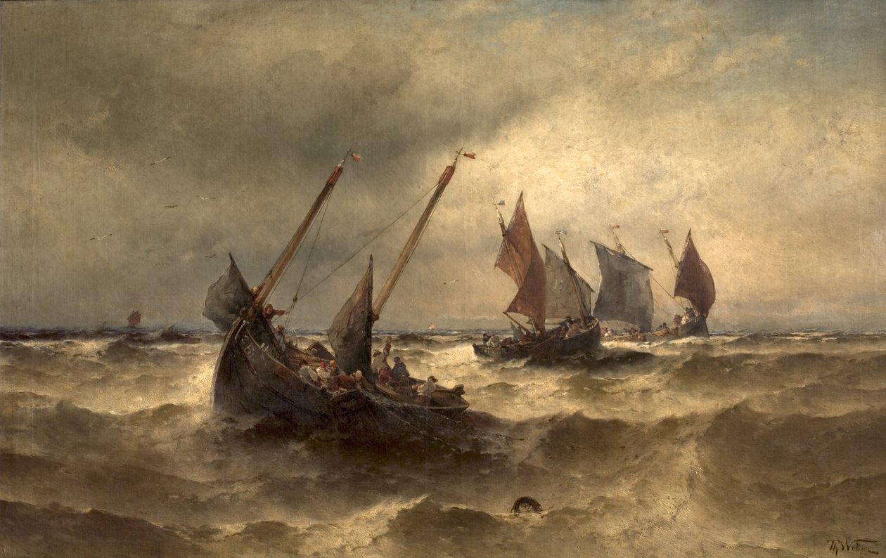 Denizde Balıkçı Tekneleri by Theodore Weber