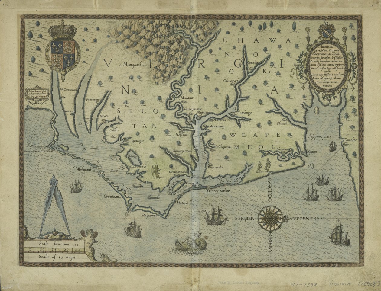 Yeni keşfedilen Virginia, 1590 (el renkli gravür) by Theodore de Bry