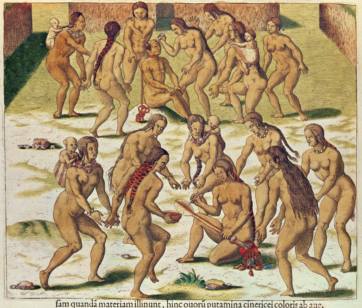 Americae Tertia Pars, düşmanın eline nasıl düştüğüm (sayfa 346), 1562 (renkli gravür) by Theodore de Bry