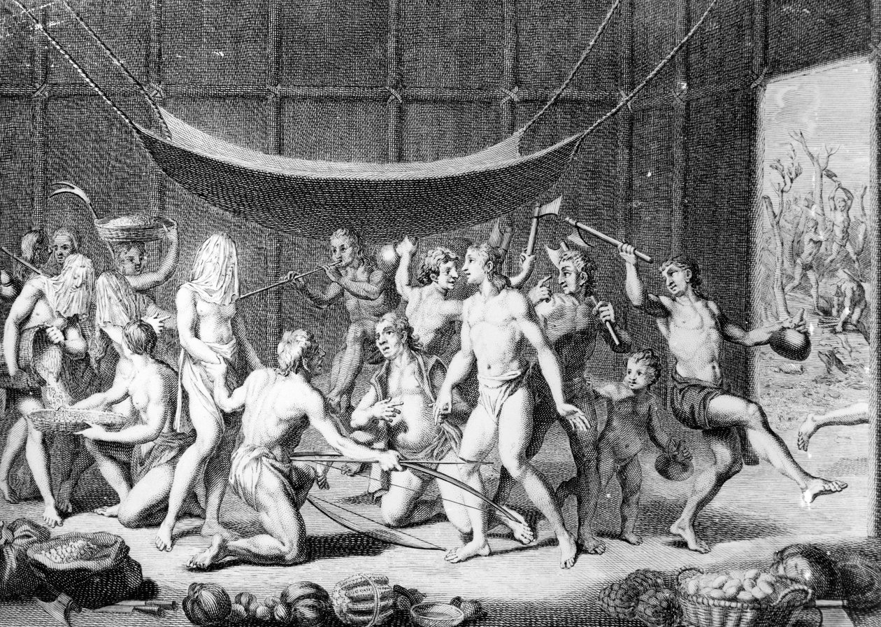 Panama Kızılderililerinin Evliliği, Bernard Picart tarafından 1723'te yayınlanan 'Dünyanın Tüm Halklarının Törenleri ve Dini Gelenekleri'nden by Theodore de Bry