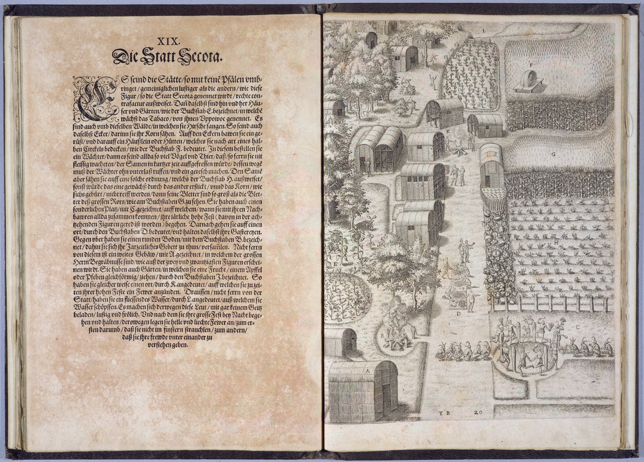 Secota Köyü ile Sayfa XIX, Johann Wechel tarafından 1600