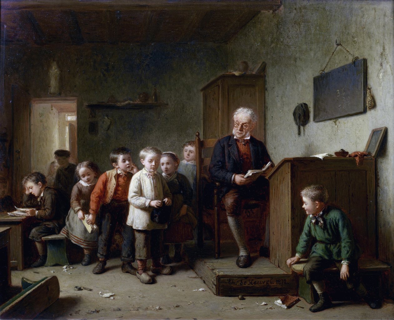 La salle de classe - Sınıf - Heuvel, Theodore Bernard de (1817-1906) - 1872 - Ahşap üzerine yağlı boya - 37x44,5 - Özel Koleksiyon by Theodore Bernard de Heuvel