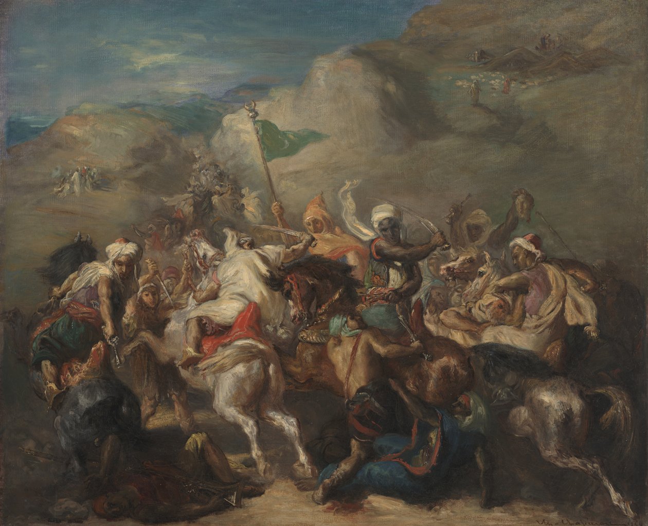 Bir Standart Çevresinde Arap Atlılarının Savaşı by Théodore Chassériau