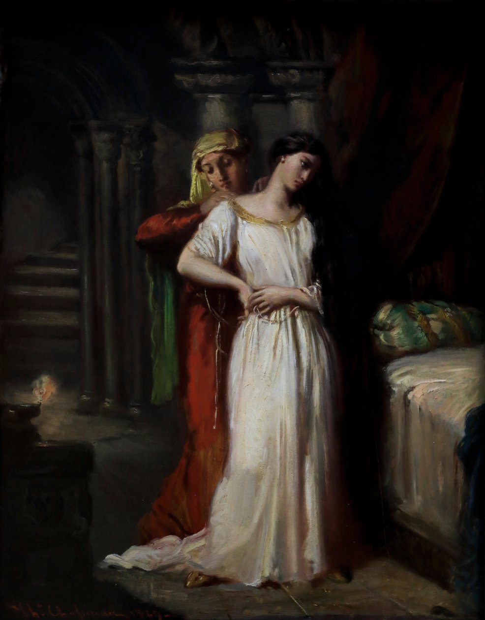 Desdemona yatağına çekiliyor by Théodore Chassériau