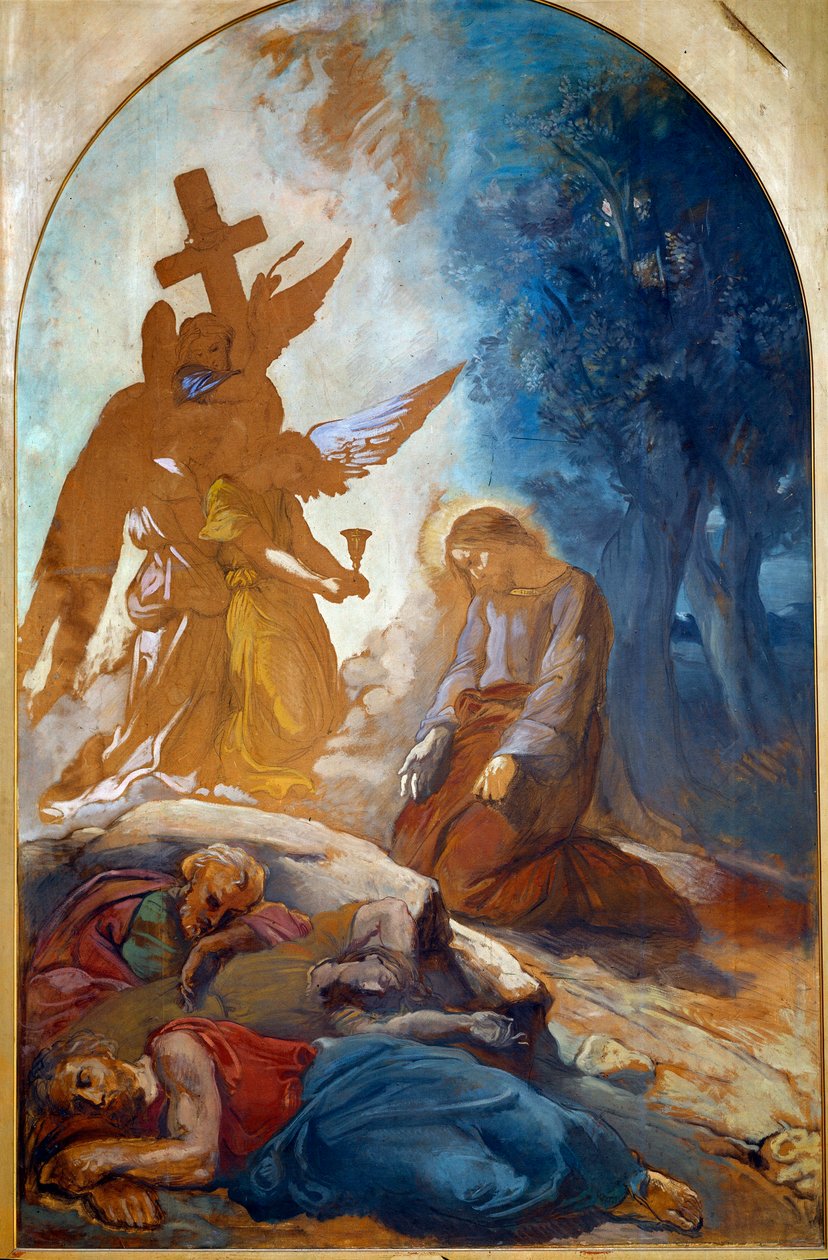 Zeytin ağaçlarının bahçesinde İsa. Theodore Chasseriau