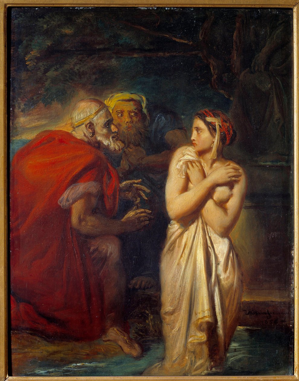 Suzanne ve Yaşlılar Theodore Chasseriau (1819-1856) tarafından Tablo 1856 Güneş. 0,4x0,31 m by Théodore Chassériau