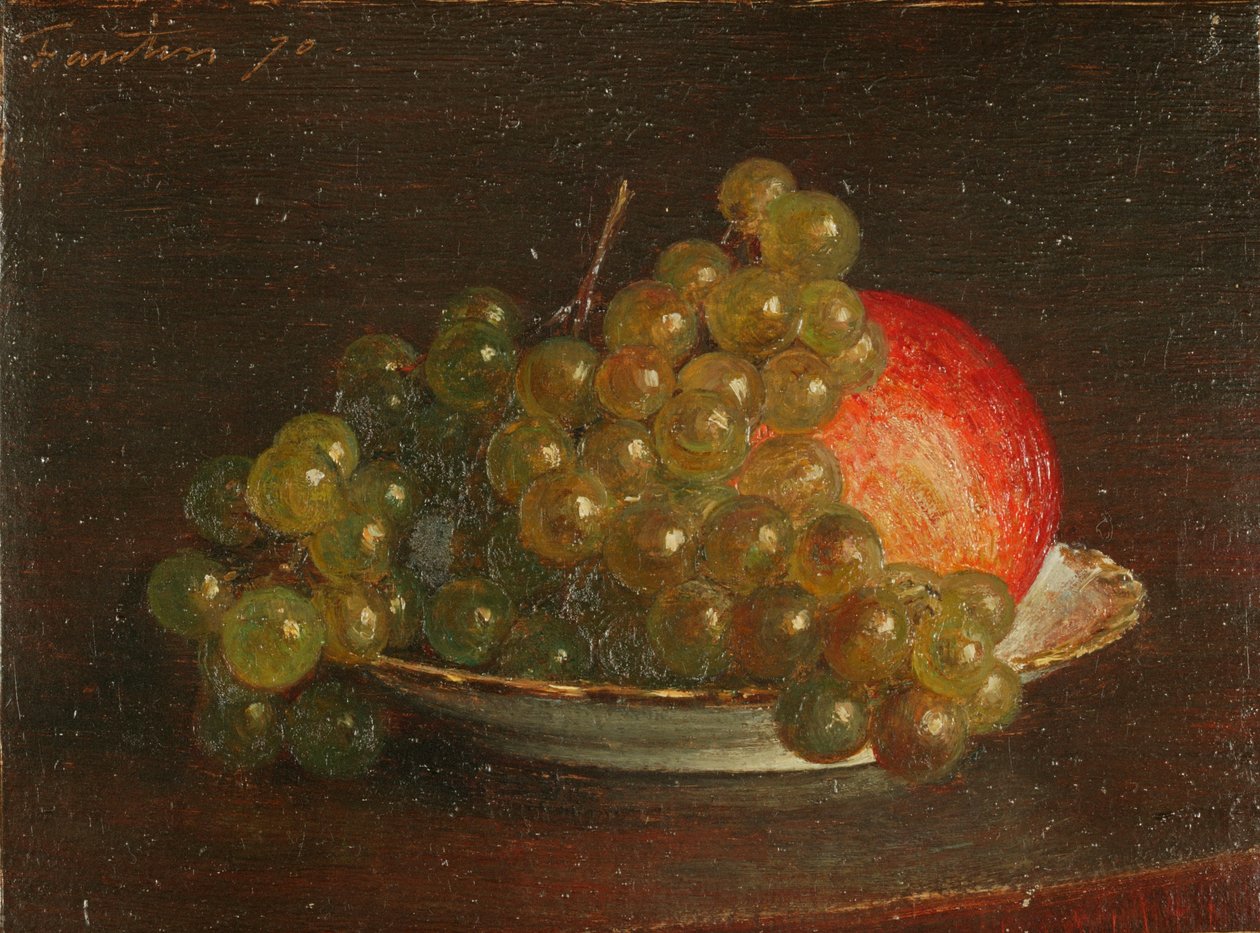 Üzüm ve bir elma by Theodore Fantin Latour