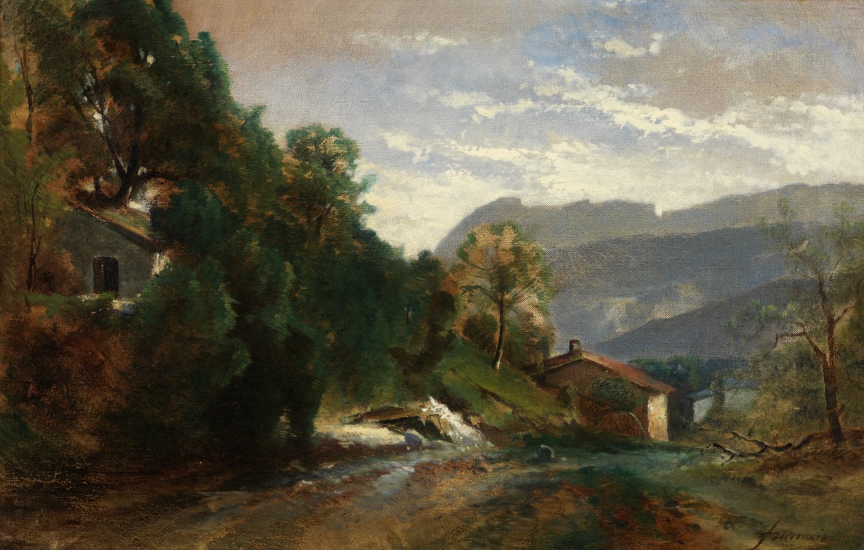 Voreppe, Dauphiné'deki Dağlık Manzara (tuval üzerine yağlıboya) by Théodore Fourmois