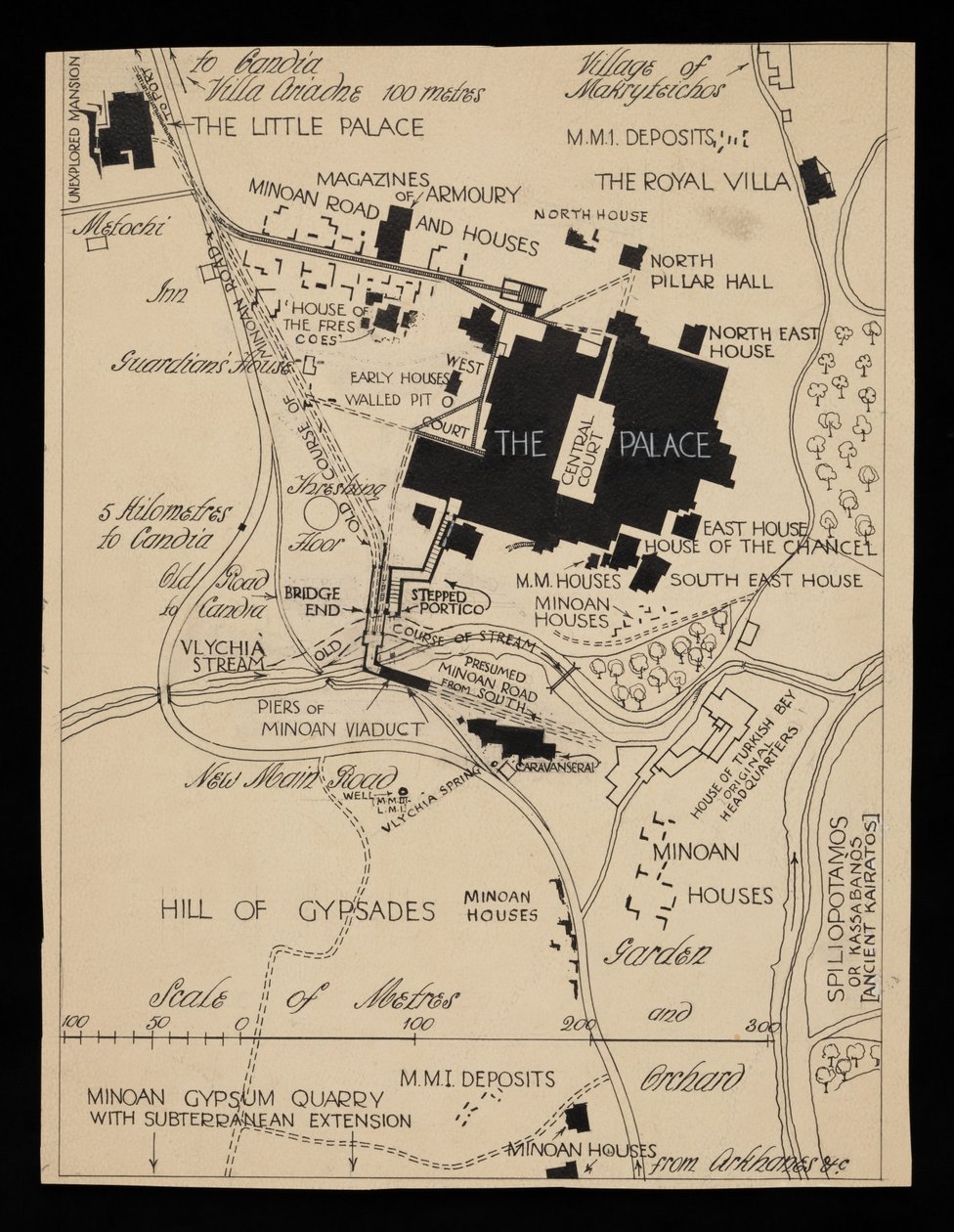 1903 dolaylarında Sarayı çevreleyen Knossos binalarının haritası by Theodore Fyfe
