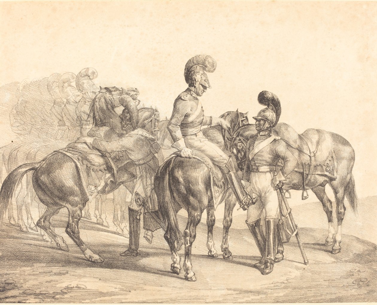 Bir Yaşam Muhafızları Partisi by Theodore Gericault