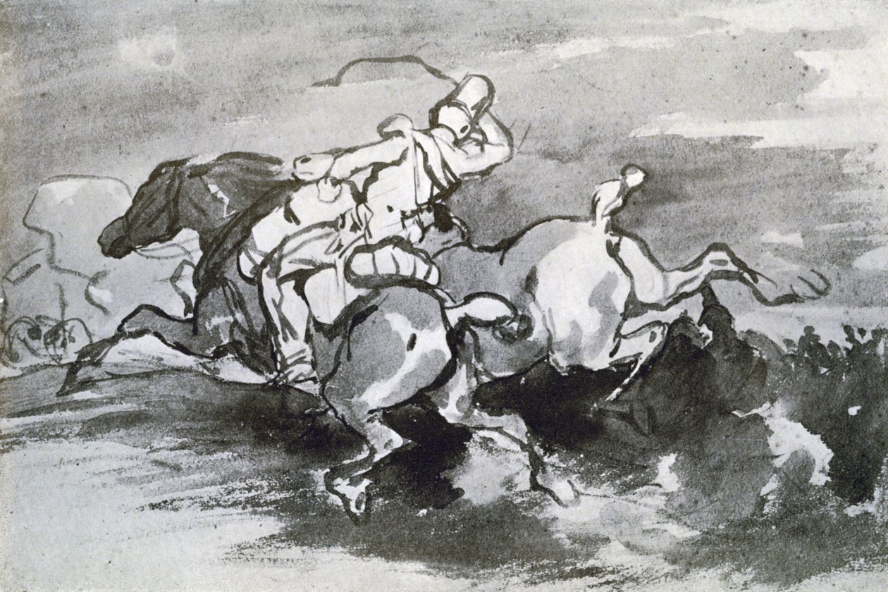 Atlarını Tarlaya Götüren Topçu, 1913. by Theodore Gericault