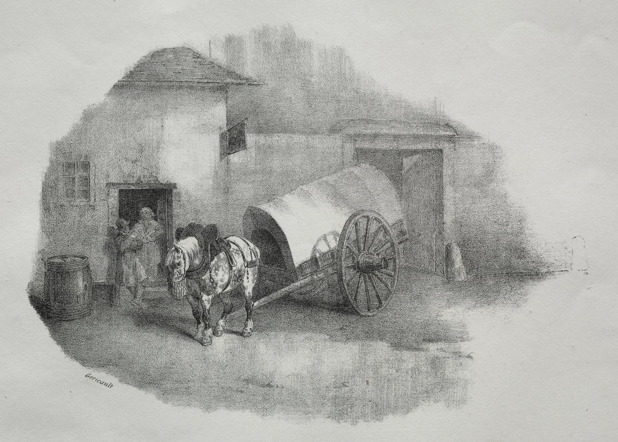 Araba atı siltlerden çıkardı. by Theodore Gericault
