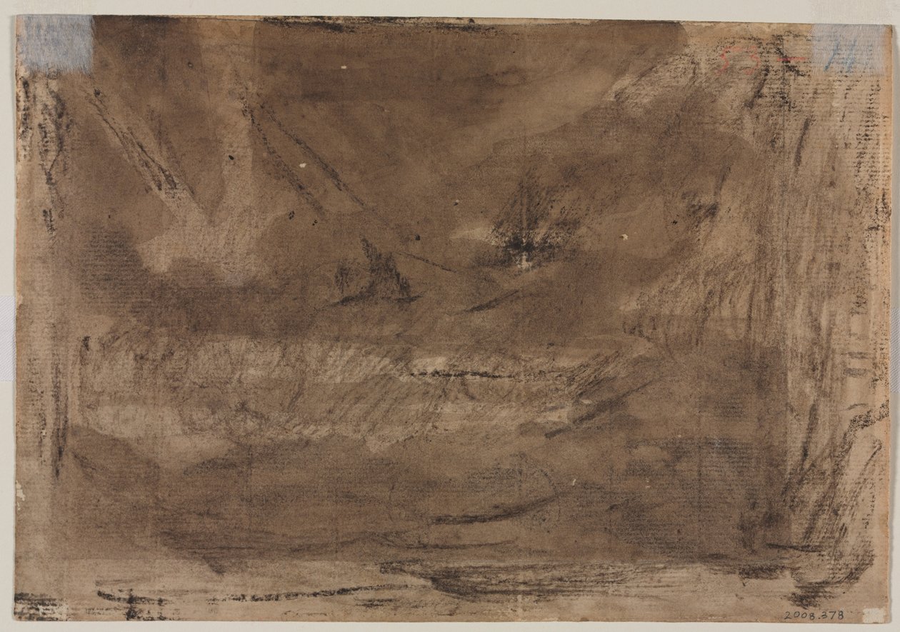 Kompozisyon Çalışması mı (muhtemelen quot;Poussin Tufanıquot; için) (verso), c. 1816 (kahverengi yıkama ve siyah mum boya) by Theodore Gericault