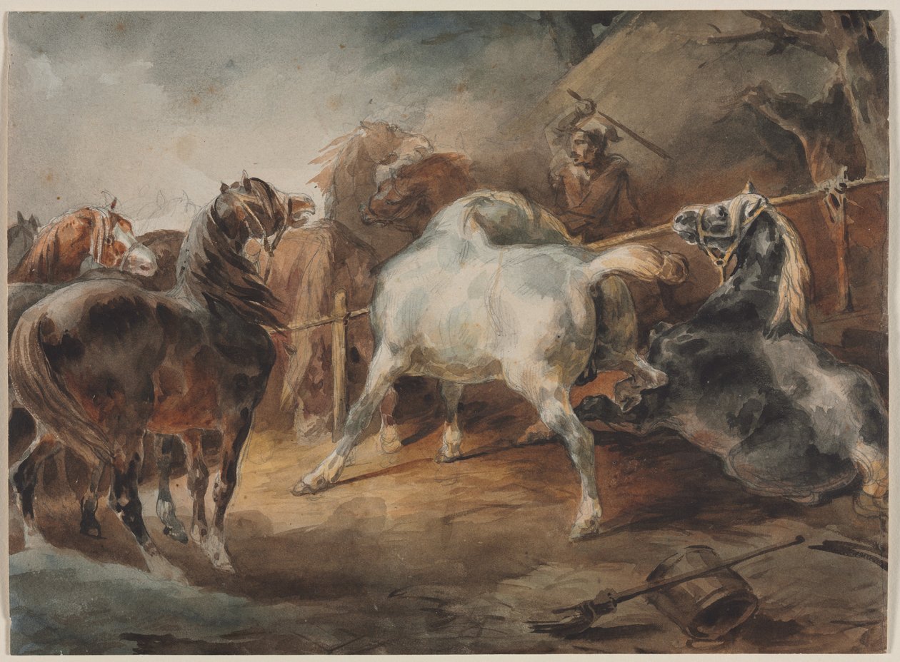 Dövüş Atları, c. 1820. by Theodore Gericault