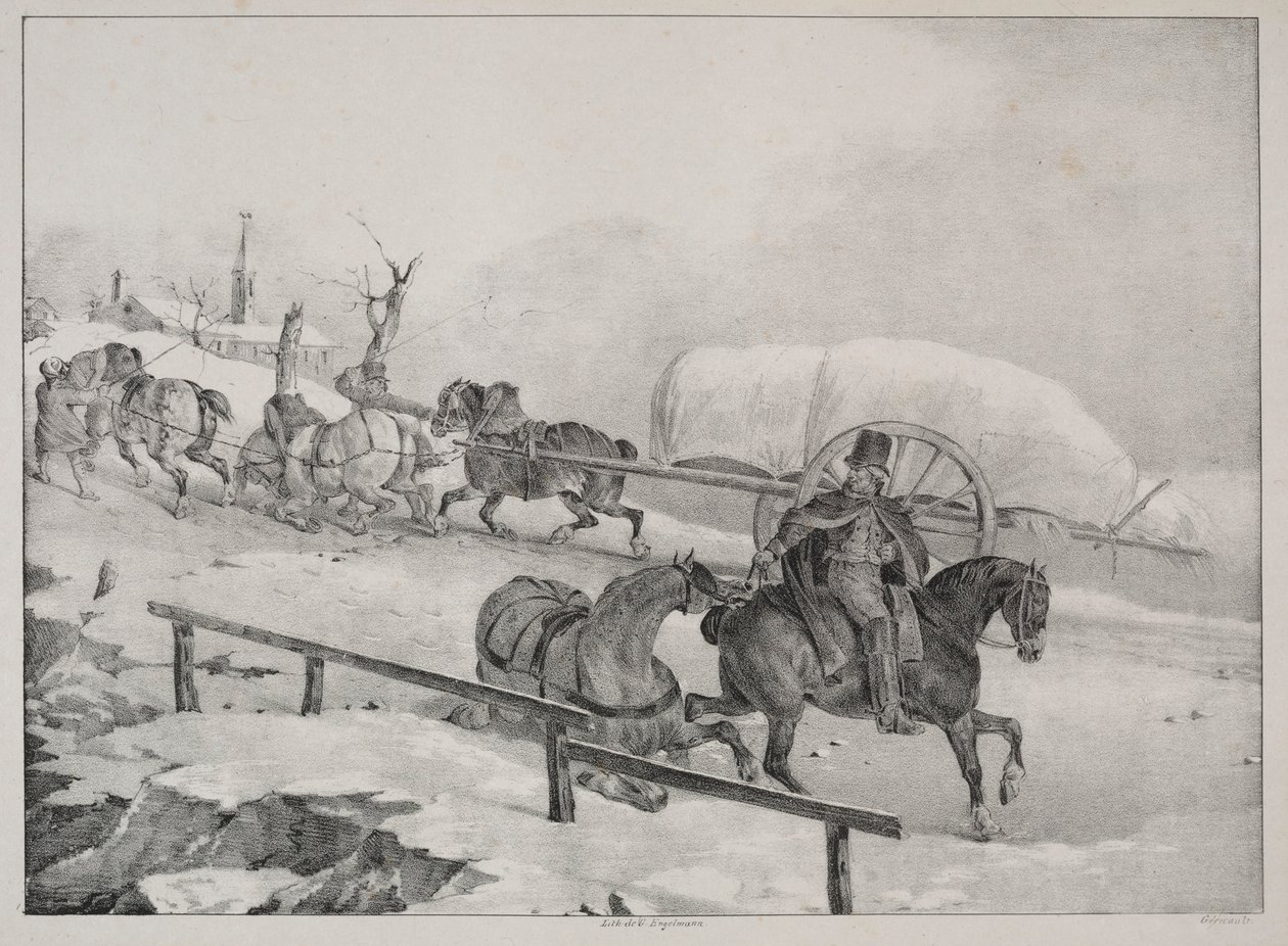 Dört Farklı Konu: Bir Tepeye Tırmanan Vagon. by Theodore Gericault