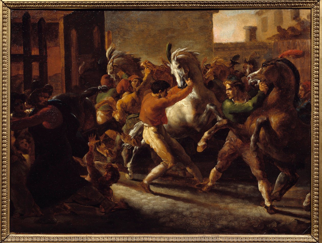 Roma'da ücretsiz at yarışı. Theodore Gericault'un (1791-1824) tablosu by Theodore Gericault