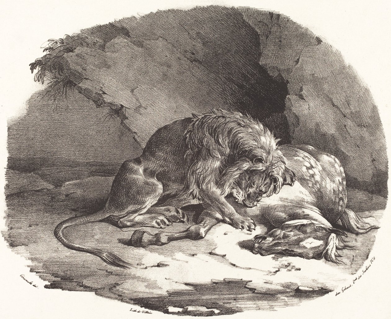 Aslan tarafından yutulan at by Theodore Gericault