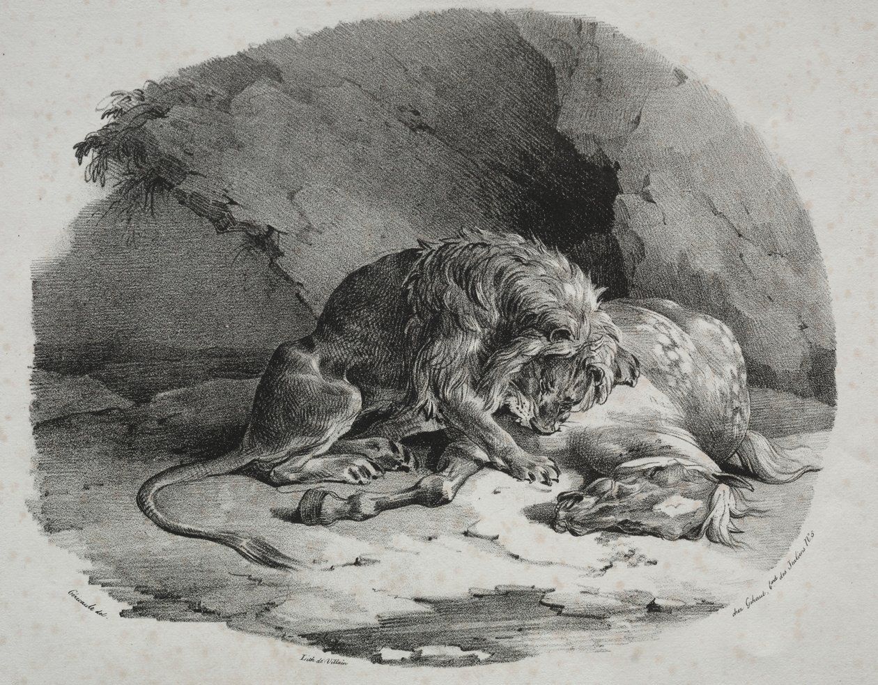 Aslan Tarafından Yutulan At, 1823. by Theodore Gericault
