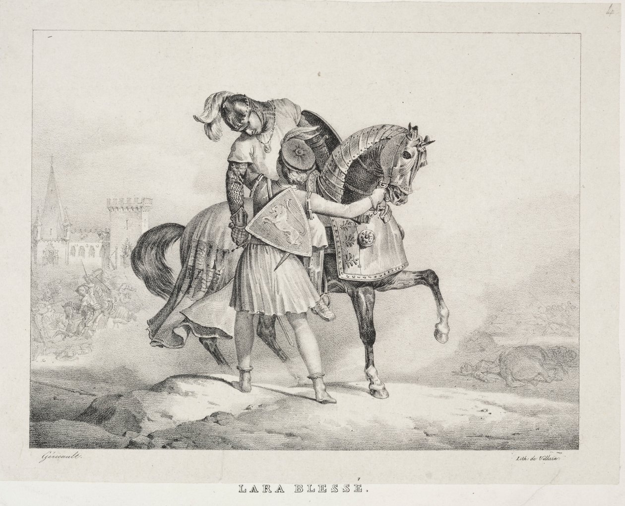 Lara yaralandı. by Theodore Gericault