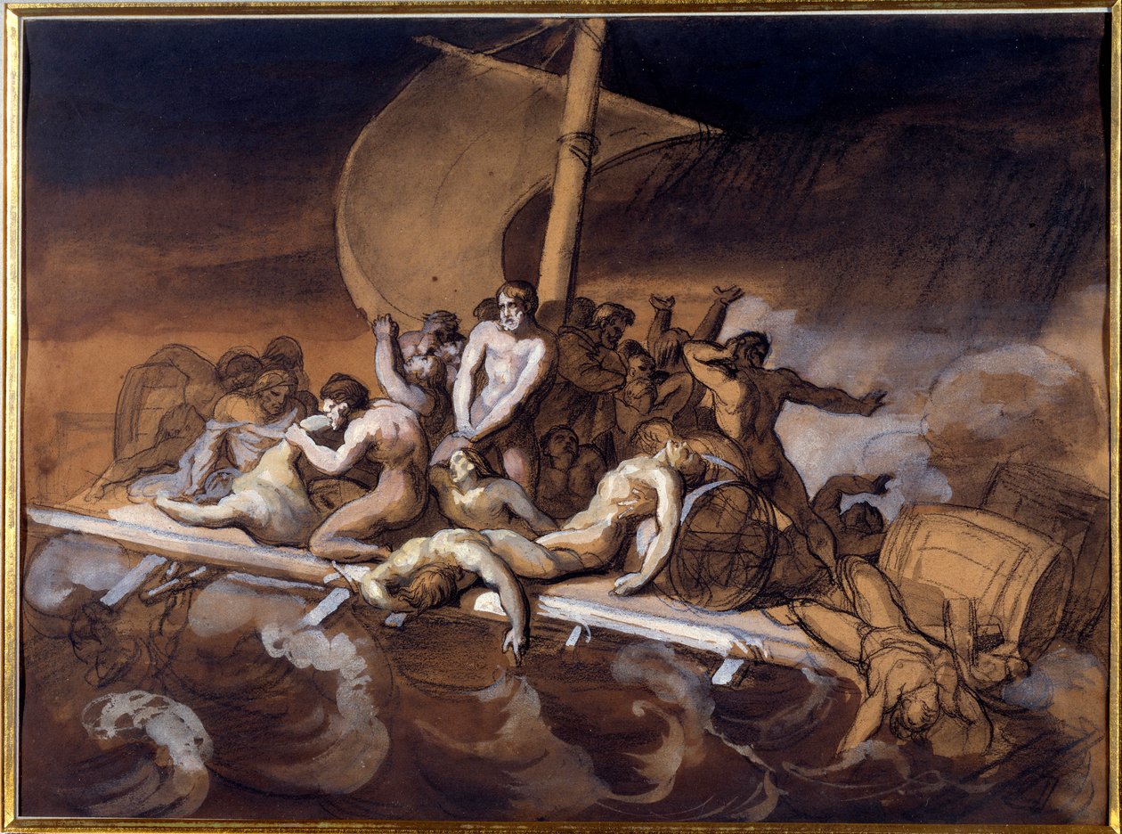 Theodore Gericault (1791-1824) tarafından kağıt üzerinde yıkama ve guaj için Medusa Hazırlık çalışmasının salı. 1819 Ebat 0.28 X 0.38 m. Paris, Louvre Müzesi by Theodore Gericault
