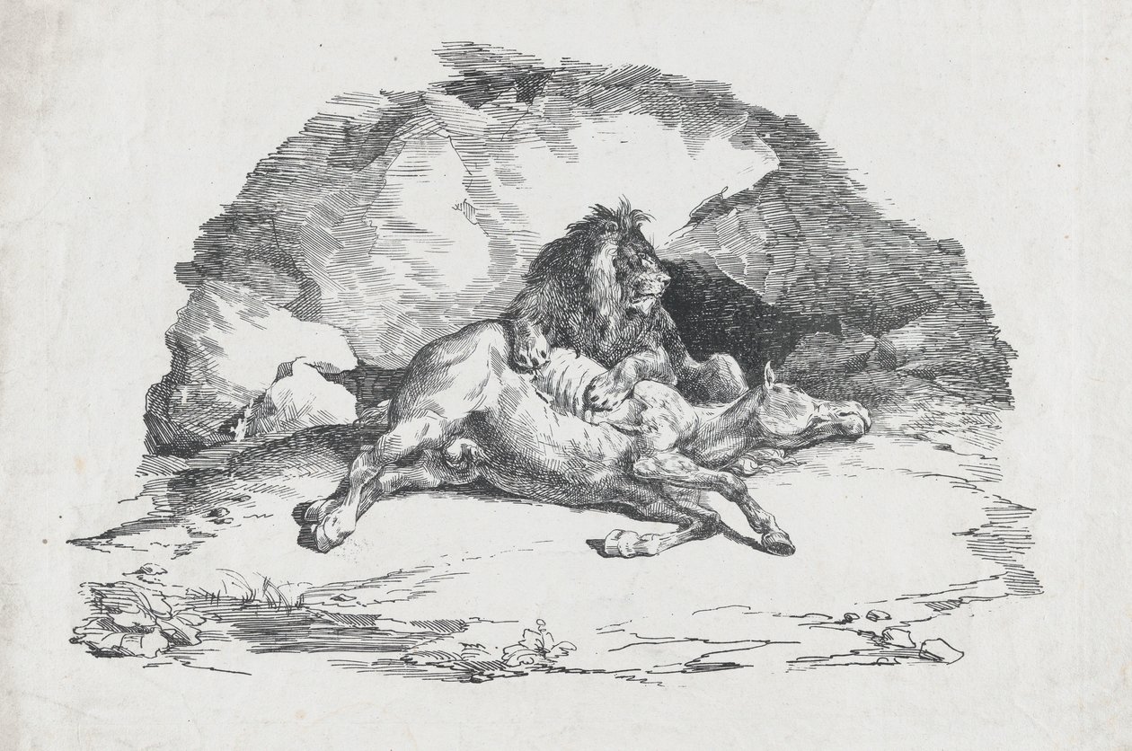 Atı Yiyen Aslan, 1818. by Theodore Gericault