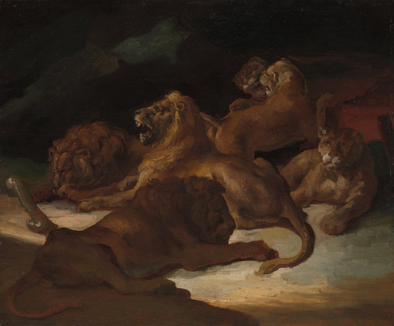 Dağlık Bir Peyzajda Aslanlar, M.Ö. 1818-20. by Theodore Gericault