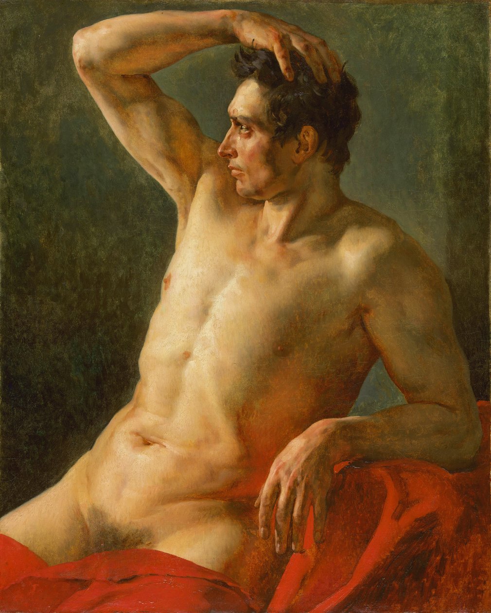 Profildeki erkek gövde, sağ kol kaldırılmış, 1812 by Theodore Gericault