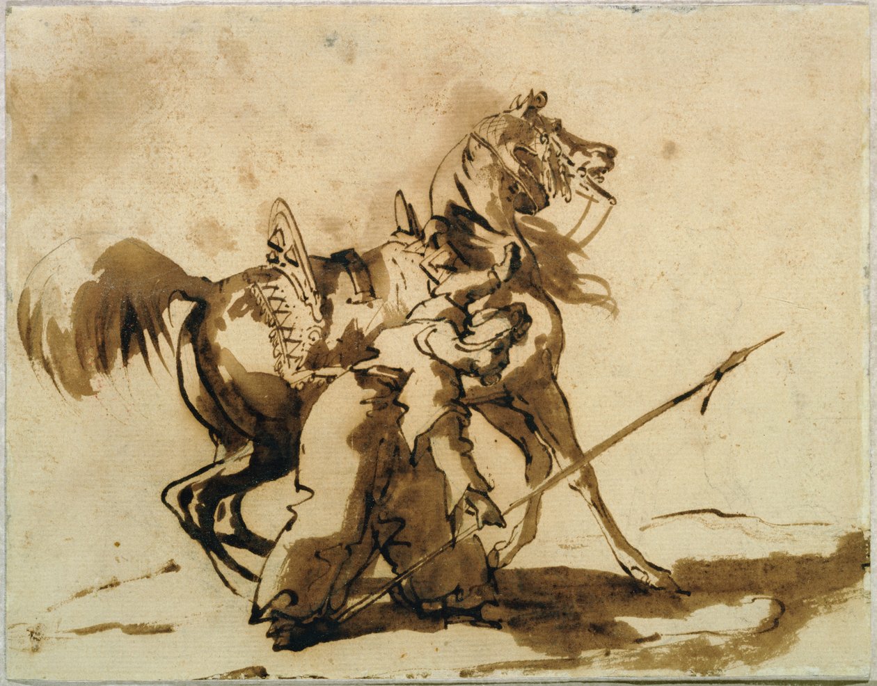 Memlûk demontajı (kalem-mürekkep ve kağıda yıkama) by Theodore Gericault