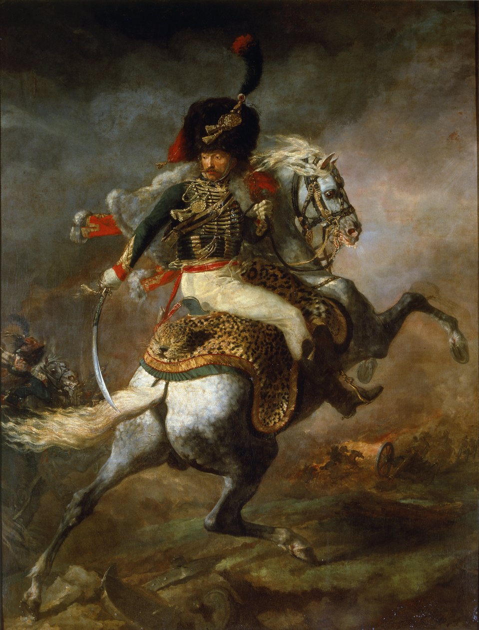 İmparatorluk Muhafızlarının At Sırtındaki Avcılar Görevlisi - tuval üzerine yağlıboya by Theodore Gericault