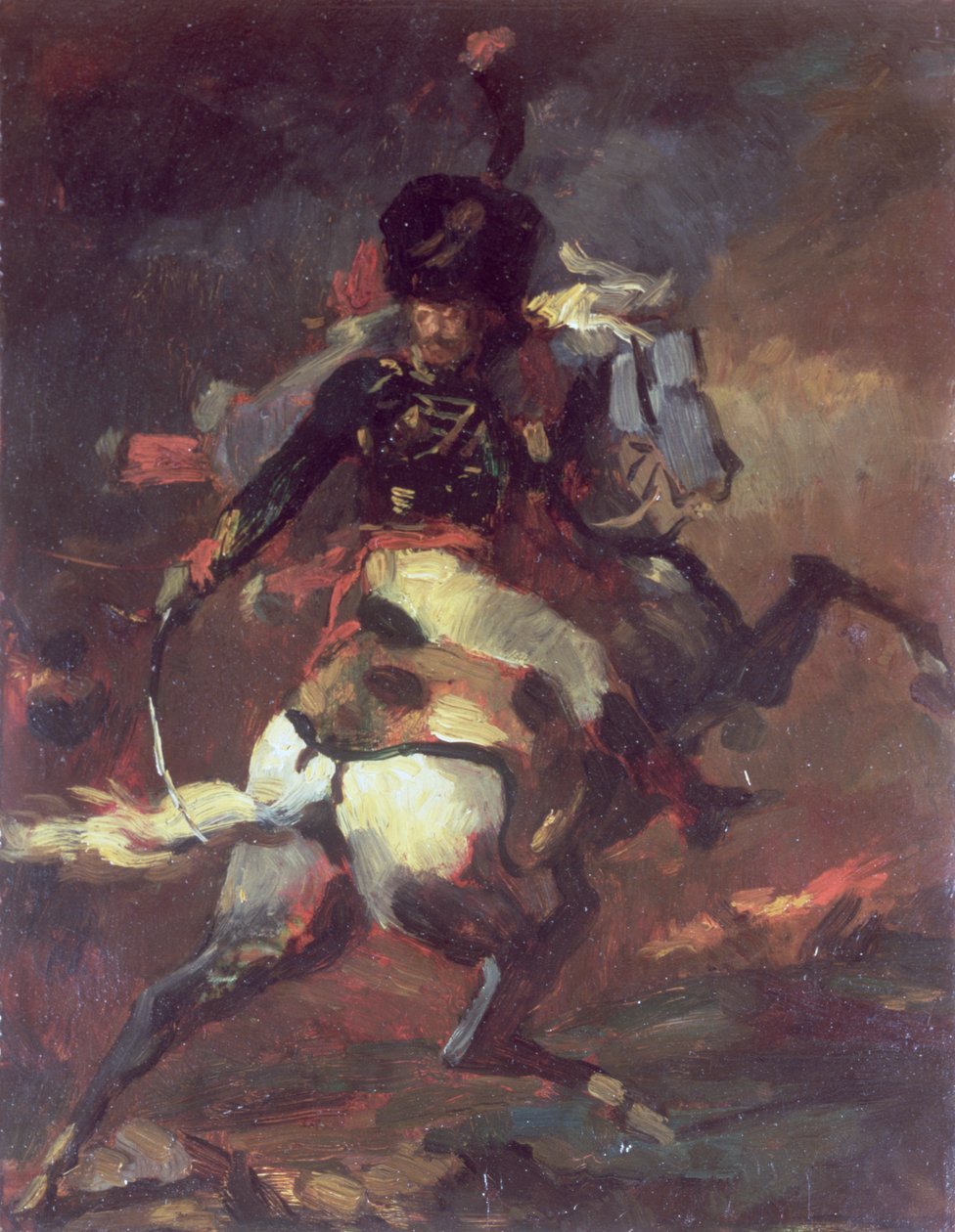 Chasseurs memuru at sırtında şarj by Theodore Gericault