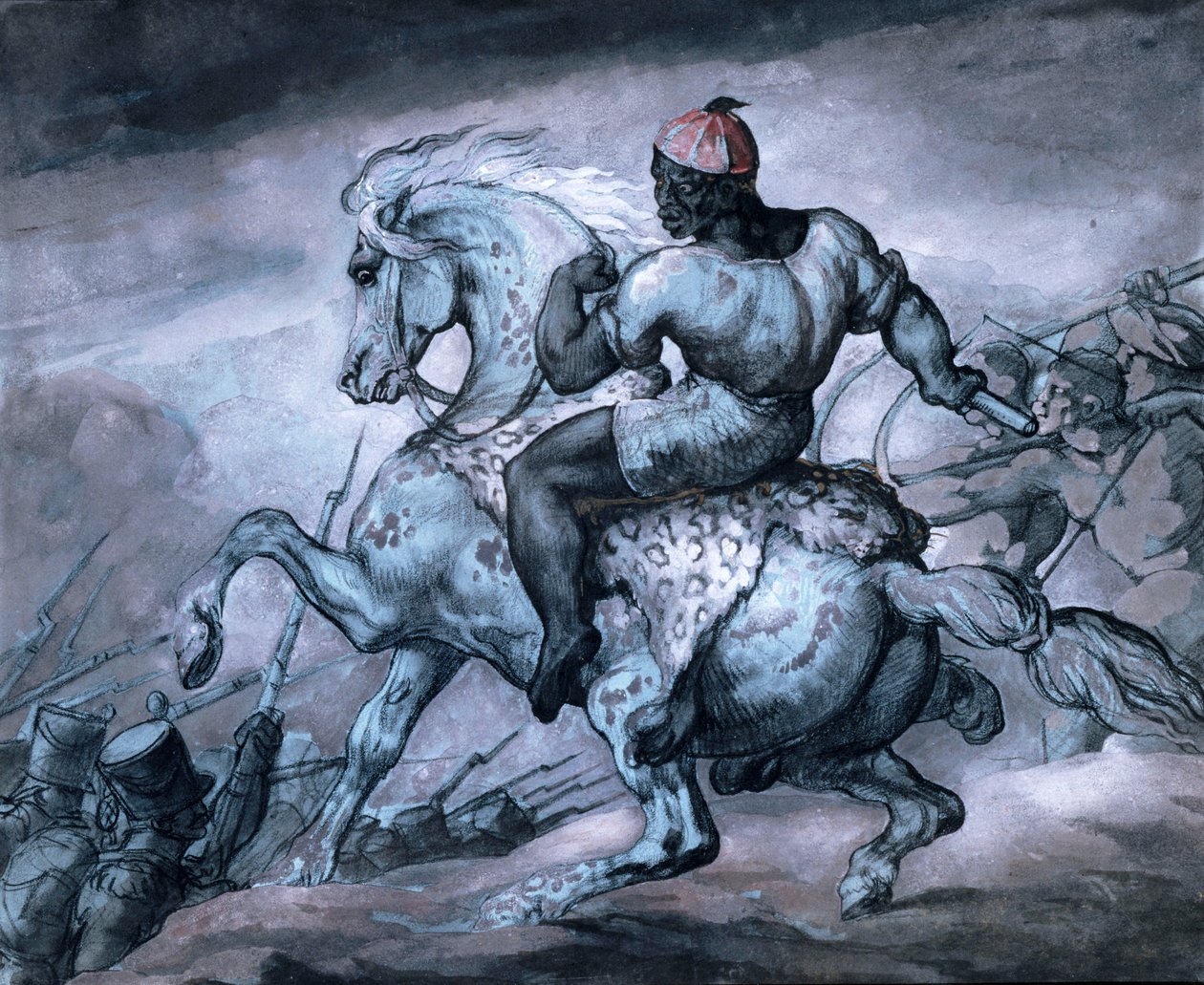 Sömürge Savaşından Sahne: Yetiştirme Atı Üzerinde Bir Siyah by Theodore Gericault