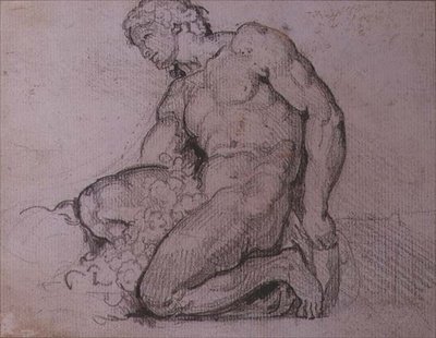 Oturan figür (kalem ve kahverengi mürekkep) by Theodore Gericault