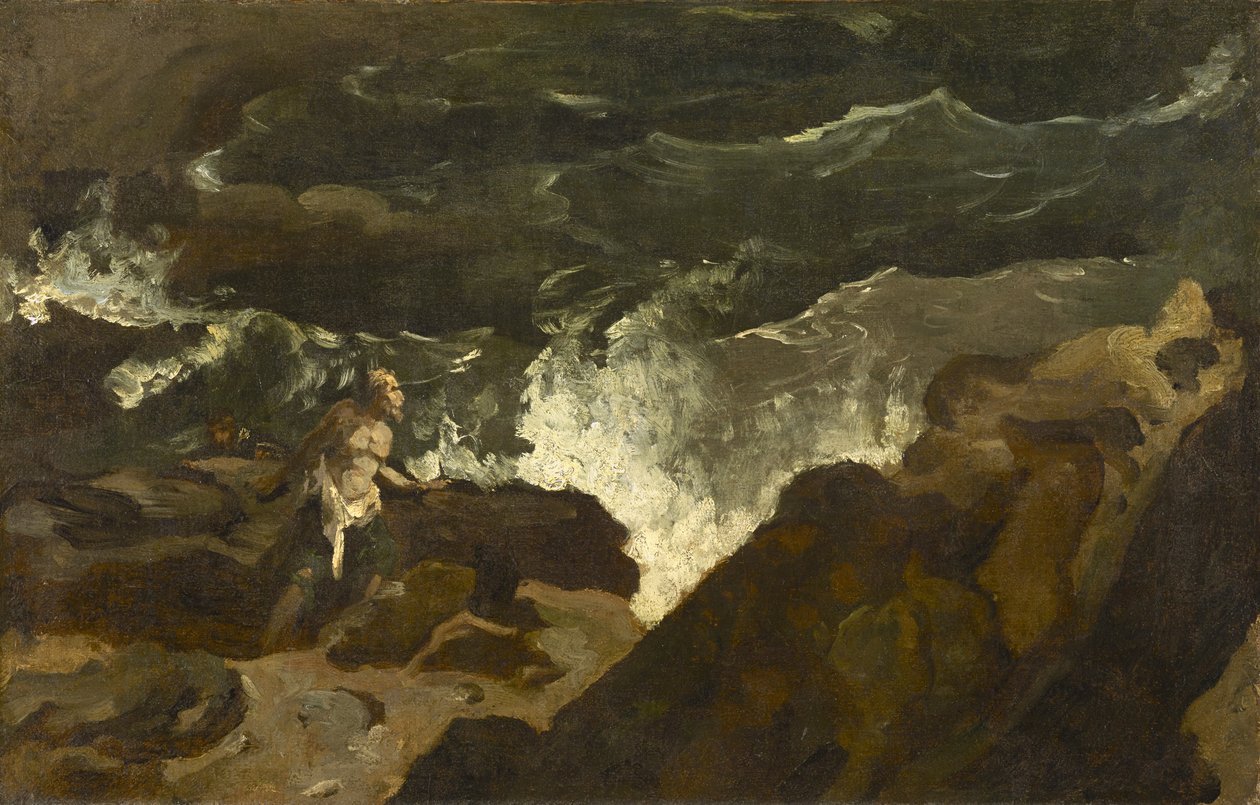 Sahilde Gemi Kazası, c.1822-3 (tuval üzerine monte edilmiş kağıt üzerine yağlı boya) by Theodore Gericault