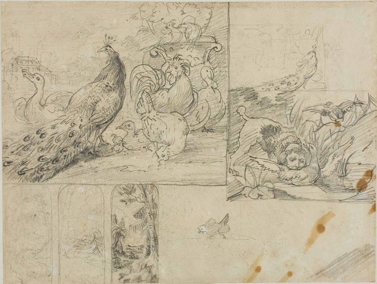 Dekoratif Peyzaj ve Hayvan Kompozisyonları Eskizleri by Theodore Gericault