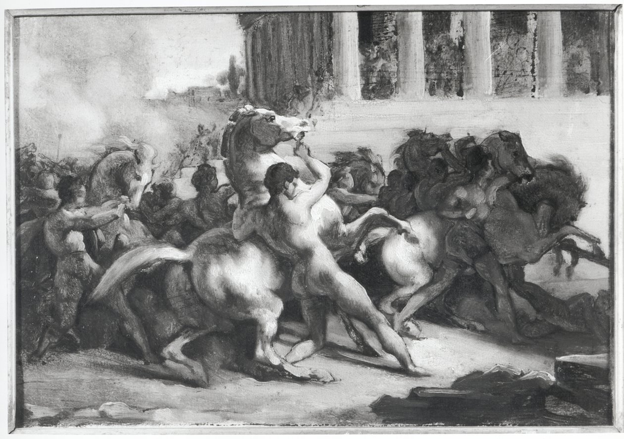Barbar Atlarının Yarışı için Çalışma by Theodore Gericault