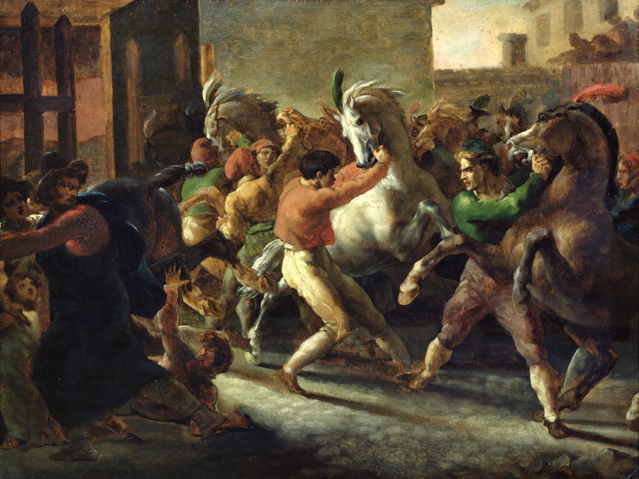 Study for the Race of the Barbarian Horses, 1817  by Theodore Gericault