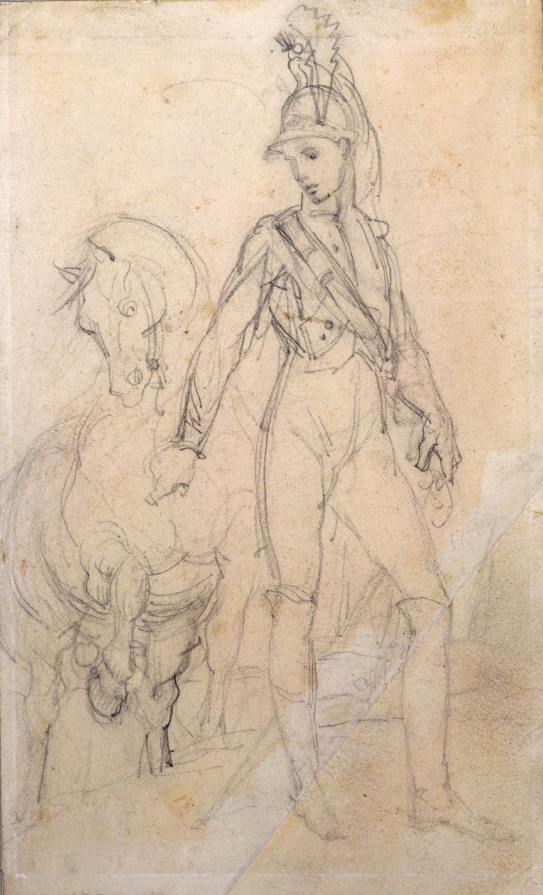 Bir ejderha ve atının incelenmesi by Theodore Gericault