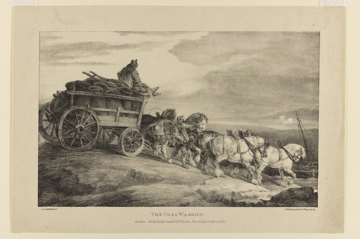 Taş Üzerindeki Yaşamdan Çizilmiş Çeşitli Konulardan Kömür Vagonu by Theodore Gericault