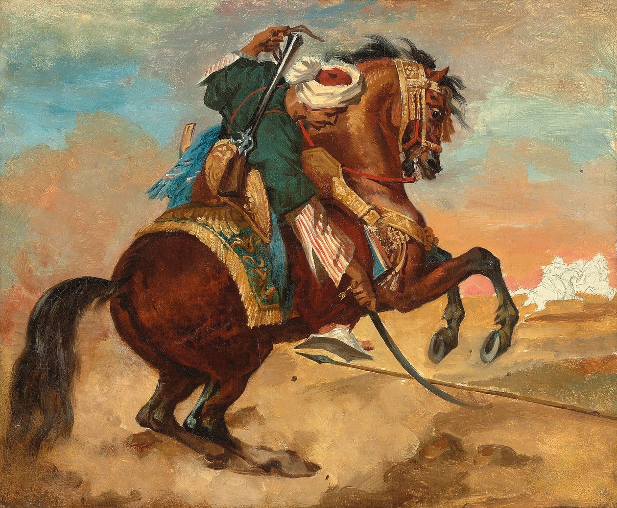 Kestane Renkli At Üzerinde Türk, c. 1810 (tuval üzerine yağlı boya) by Theodore Gericault